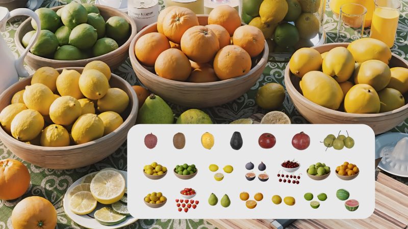 高拟真20种水果 3D 模型（多种渲染器 + 多种文件格式）免费下载-安主的3D模型库