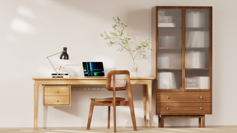 北欧风书房场景 3D 模型（OC+FBX）免费下载，室内设计素材-安主的3D模型库