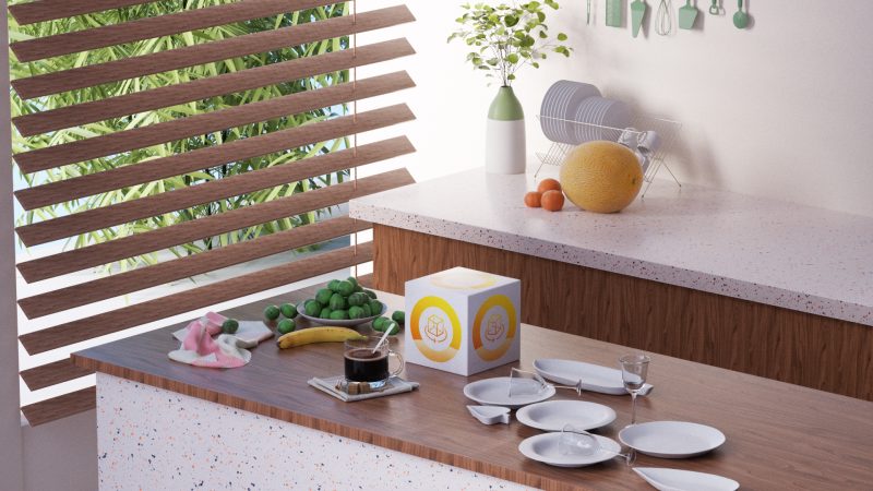 清新厨房吧台场景 3D 模型（OC+FBX）免费下载-安主的3D模型库